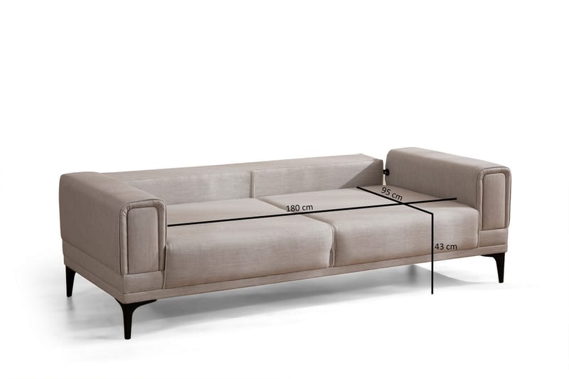 3-seter Sovesofa Naoko - Beige - Møbler - Sofaer - Sovesofaer - 3 seters sovesofa