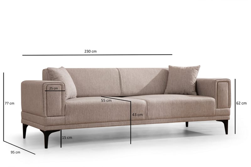 3-seter Sovesofa Naoko - Lysebrun - Møbler - Sofaer - Sovesofaer - 3 seters sovesofa