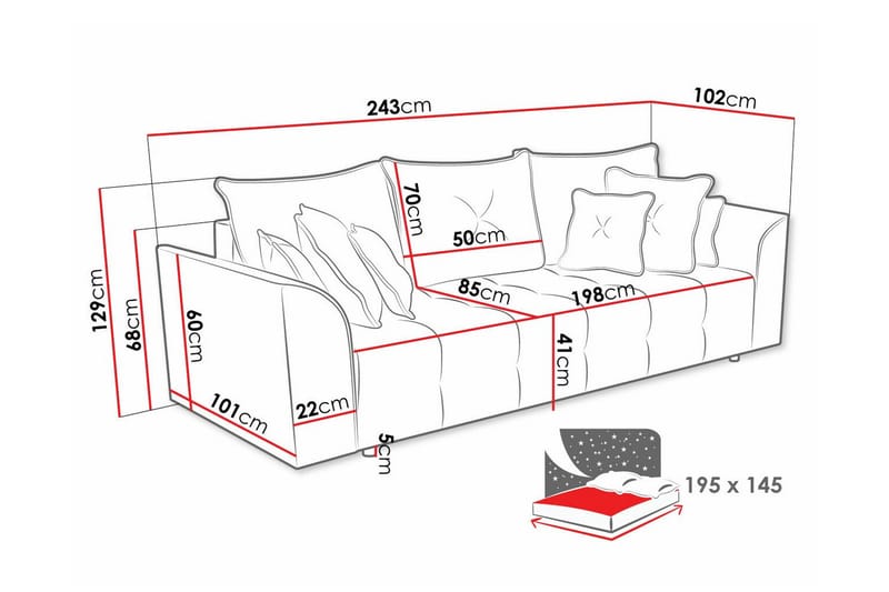 3-seters Sovesofa Abbeyfield - Mørkegrønn - Møbler - Sofaer - Sovesofaer - 3 seters sovesofa