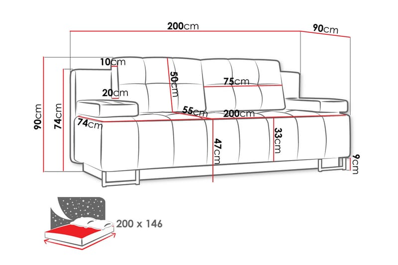 3-seters Sovesofa - Brun - Møbler - Sofaer - Sovesofaer - 3 seters sovesofa