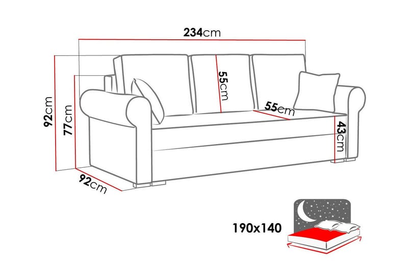 3-seters Sovesofa Denegal - Grøn - Møbler - Sofaer - Sovesofaer - 3 seters sovesofa