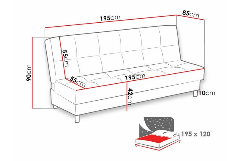 3-seters Sovesofa Denegal - Gul - Møbler - Sofaer - Sovesofaer - 3 seters sovesofa