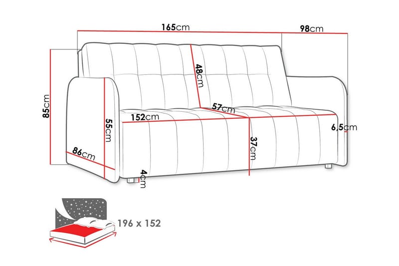 3-seters Sovesofa Denegal - Lysegrå - Møbler - Sofaer - Sovesofaer - 3 seters sovesofa