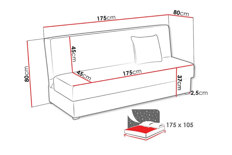 3-seters Sovesofa Denegal - Lysegrå - Møbler - Sofaer - Sovesofaer - 3 seters sovesofa