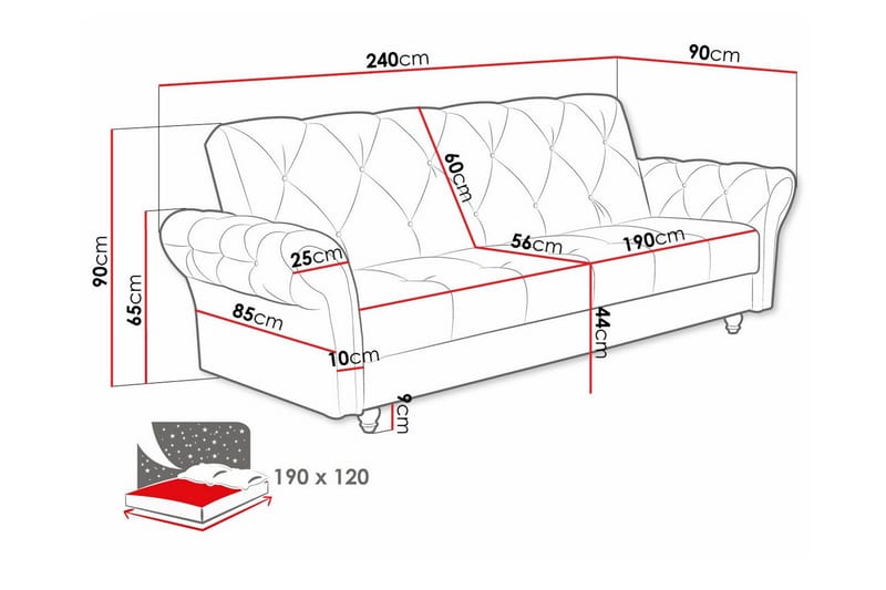 3-seters Sovesofa Denegal - Lysegrå - Møbler - Sofaer - Sovesofaer - 3 seters sovesofa