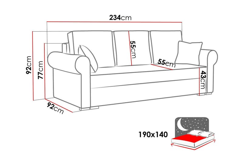 3-seters Sovesofa Denegal - Lysegrå/Mørkegrå - Møbler - Sofaer - Sovesofaer - 3 seters sovesofa