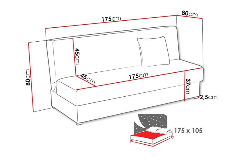 3-seters Sovesofa Denegal - Mørkeblå/Marine - Møbler - Sofaer - Sovesofaer - 3 seters sovesofa