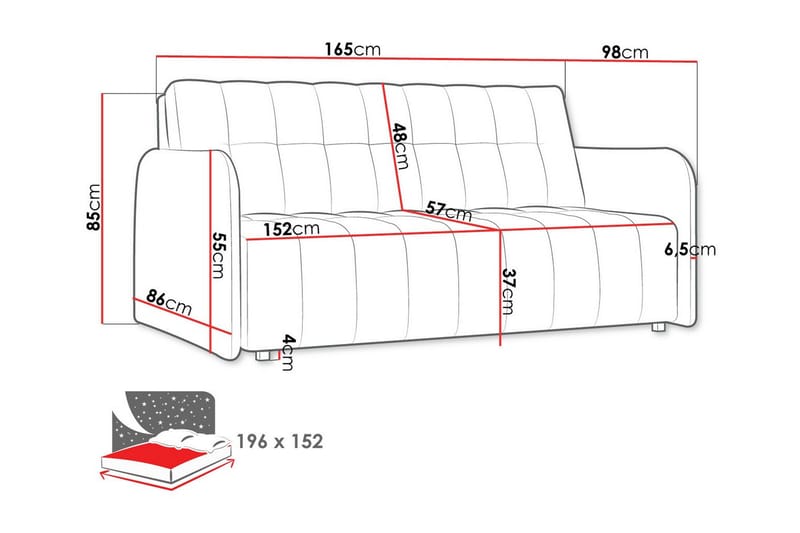 3-seters Sovesofa Denegal - Mørkegrå - Møbler - Sofaer - Sovesofaer - 3 seters sovesofa