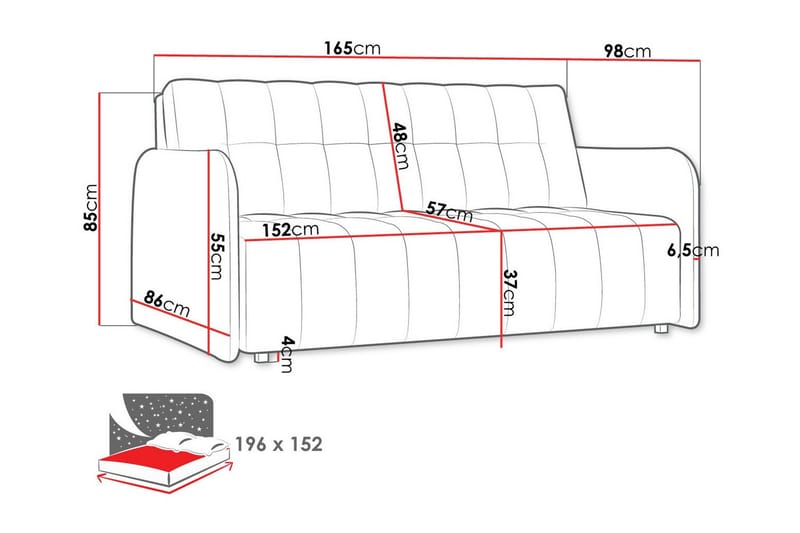 3-seters Sovesofa Denegal - Mørkegrønn - Møbler - Sofaer - Sovesofaer - 3 seters sovesofa