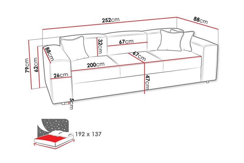 3-seters Sovesofa Knocklong - Lysegrå - Møbler - Sofaer - Sovesofaer - 3 seters sovesofa