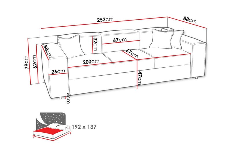 3-seters Sovesofa Knocklong - Mørkegrønn - Møbler - Sofaer - Sovesofaer - 3 seters sovesofa