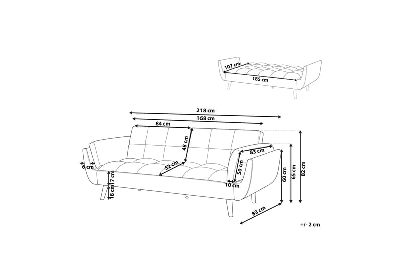 3-seters Sovesofa Lutarp - Fløyel/Grå - Møbler - Sofaer - Sovesofaer - 3 seters sovesofa