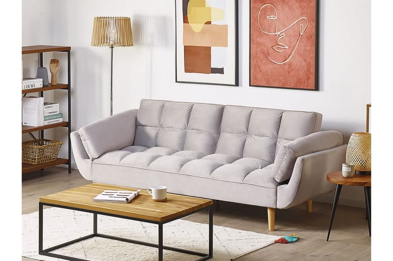 3-seters Sovesofa Lutarp - Fløyel/Grå - Møbler - Sofaer - Sovesofaer - 3 seters sovesofa