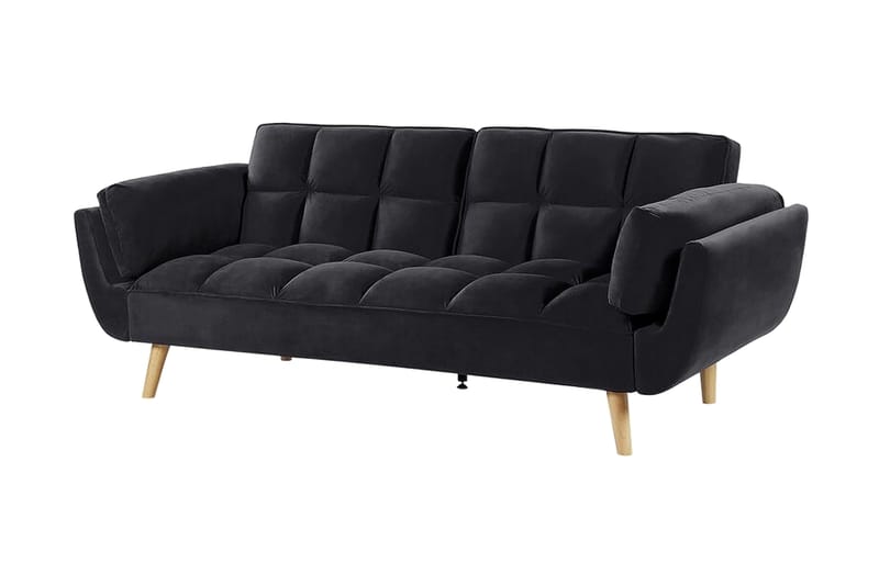 3-seters Sovesofa Lutarp - Fløyel/Svart - Møbler - Sofaer - Sovesofaer - 3 seters sovesofa