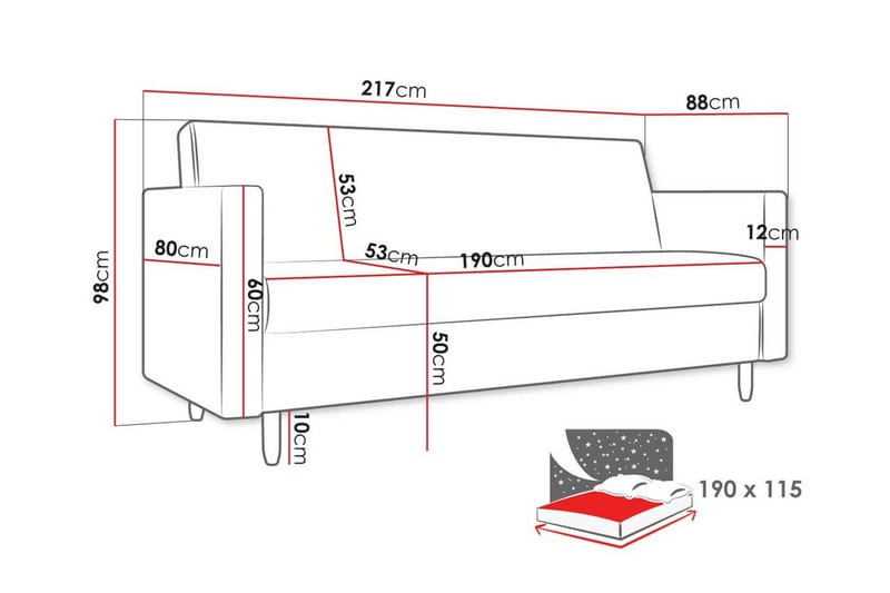 3-seters Sovesofa Midfeld - Gul - Møbler - Sofaer - Sovesofaer - 3 seters sovesofa