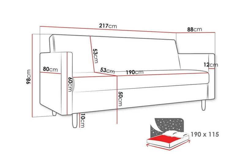 3-seters Sovesofa Midfeld - Lysegrå - Møbler - Sofaer - Sovesofaer - 3 seters sovesofa