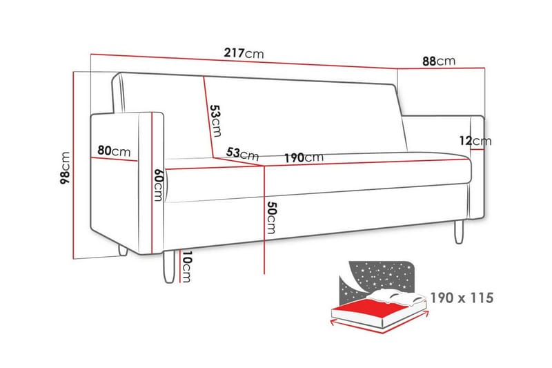 3-seters Sovesofa Midfeld - Mørkeblå - Møbler - Sofaer - Sovesofaer - 3 seters sovesofa