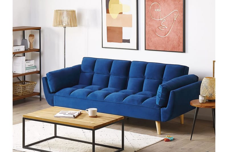 3-seters Sovesofa seng Lutarp - Fløyel/Mørkeblå - Møbler - Sofaer - Sovesofaer - 3 seters sovesofa