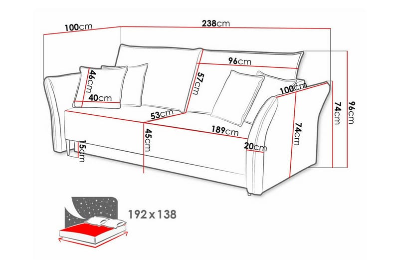 3-seters Sovesofa Staffin - Hvit - Møbler - Sofaer - Sovesofaer - 3 seters sovesofa