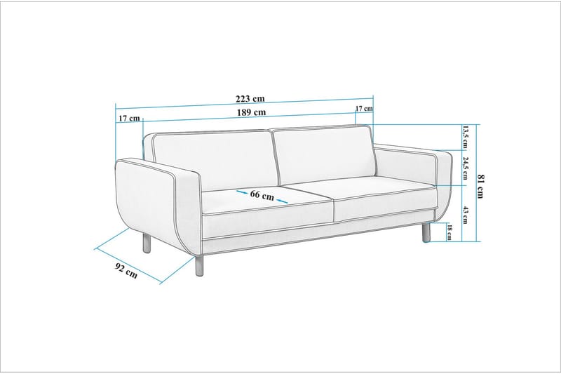 3-seters Sovesofa Austen - Grå - Møbler - Sofaer - Sovesofaer - 3 seters sovesofa