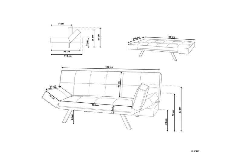 Divansofa Bristol 180 cm - Grå - Møbler - Sofaer - Sovesofaer - 3 seters sovesofa