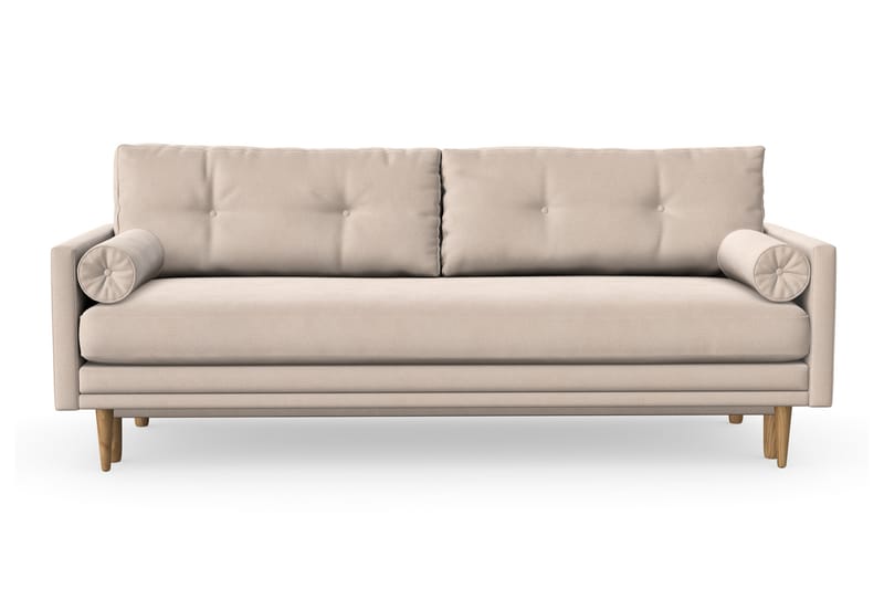 Sovesofa Alory med Oppbevaring 3-seter - Beige - 4 seters sovesofa - 2 seters sovesofa - Fløyelssofaer - 3 seters sovesofa - Skinnsofaer