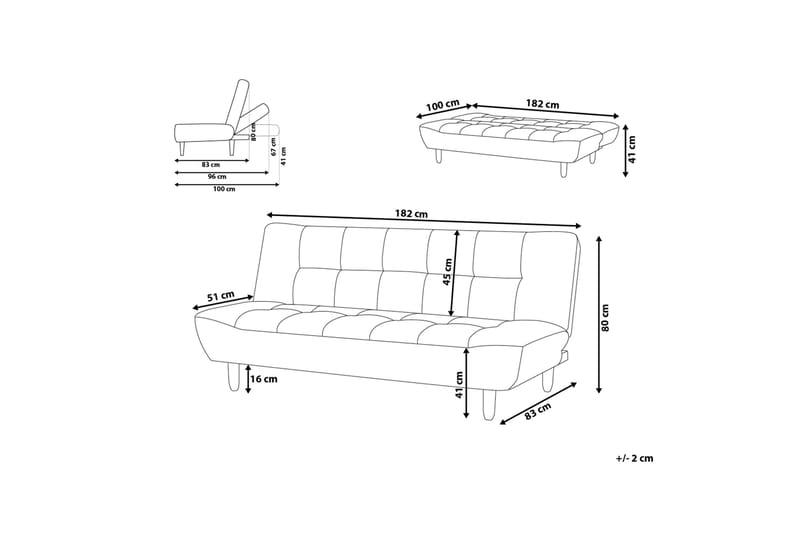 Sovesofa Alsten 182 cm - Beige - Møbler - Sofaer - Sovesofaer - 3 seters sovesofa