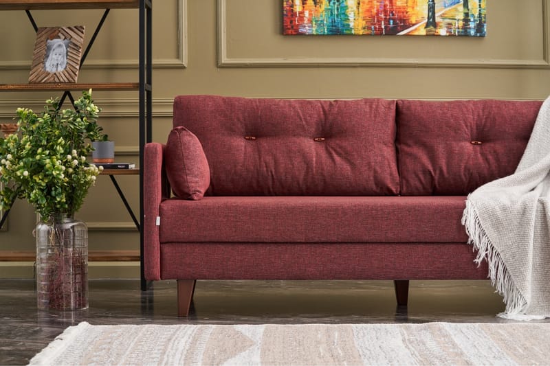 Sovesofa Burkina 3-seters 150x190 - Rød - Møbler - Sofaer - Sovesofaer - 3 seters sovesofa