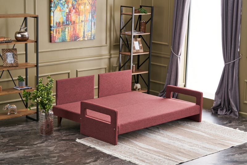 Sovesofa Burkina 3-seters 150x190 - Rød - Møbler - Sofaer - Sovesofaer - 3 seters sovesofa