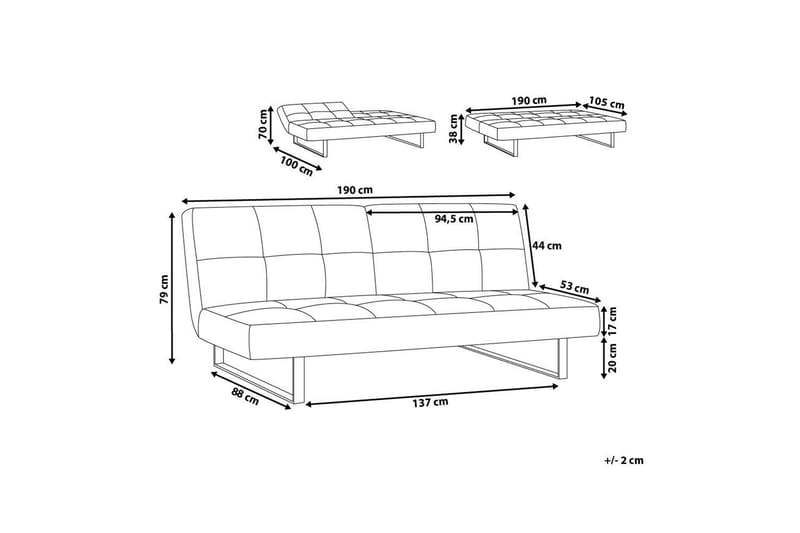 Sovesofa Dublin 190 cm - Blå - Møbler - Sofaer - Sovesofaer - 3 seters sovesofa