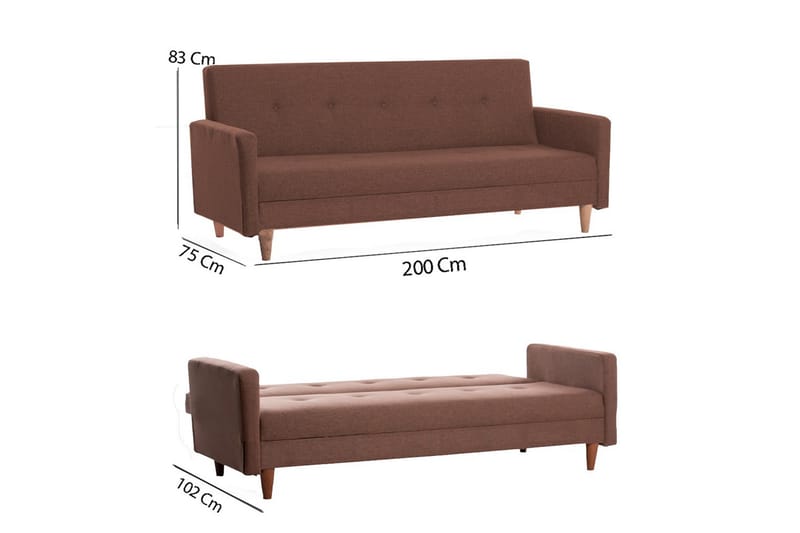 Sovesofa Hiko - Brun - Møbler - Sofaer - Sovesofaer - 3 seters sovesofa