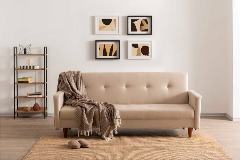 Sovesofa Hiko - Cream - Møbler - Sofaer - Sovesofaer - 3 seters sovesofa