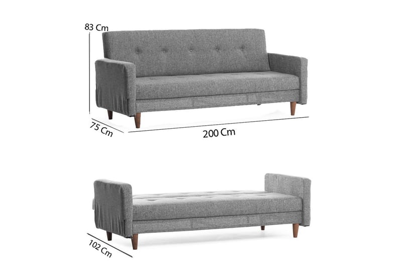 Sovesofa Hiko - Lysegrå - Møbler - Sofaer - Sovesofaer - 3 seters sovesofa