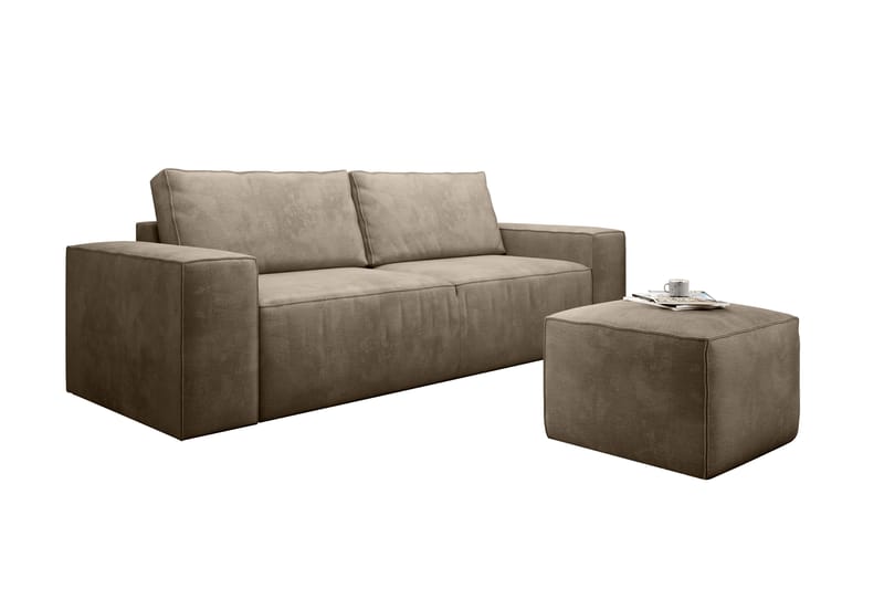 Sovesofa Kandari 3-seters med Oppbevaring - Beige - Møbler - Sofaer - Sovesofaer - 3 seters sovesofa