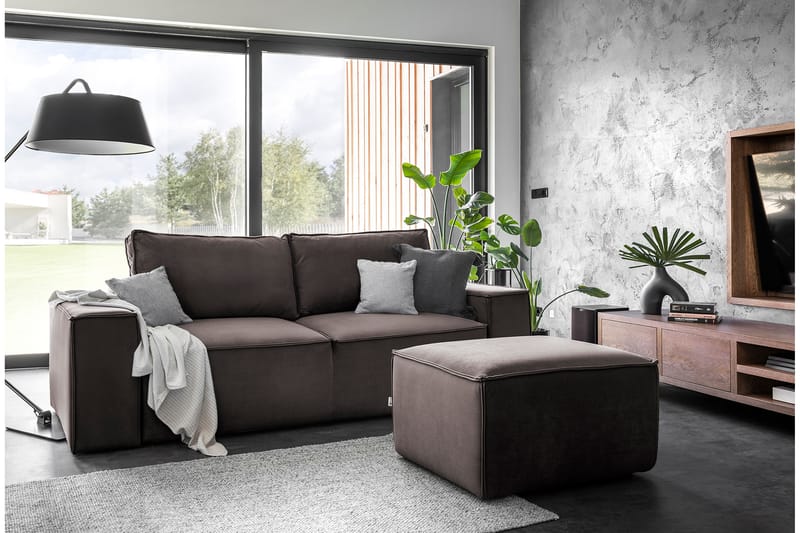 Sovesofa Kandari 3-seters med Oppbevaring - Brun - Møbler - Sofaer - Sovesofaer - 3 seters sovesofa