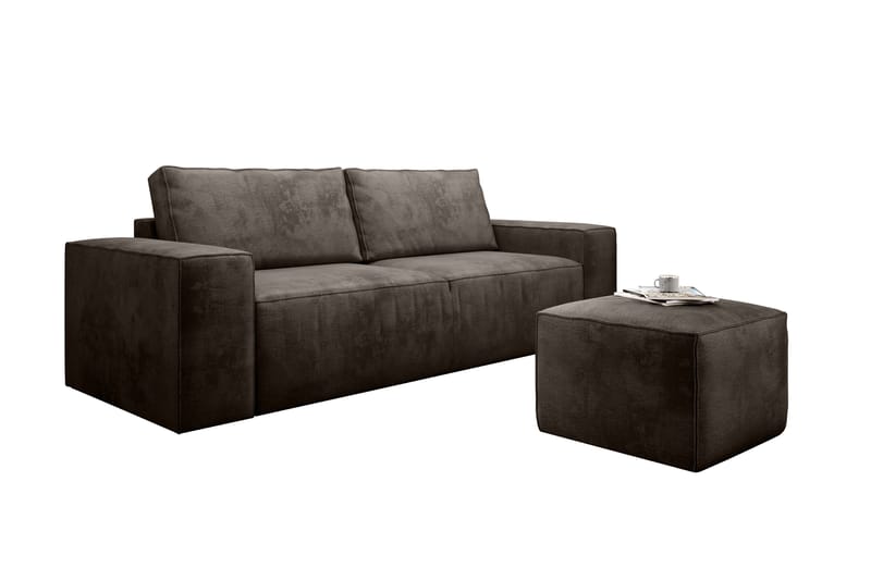 Sovesofa Kandari 3-seters med Oppbevaring - Brun - Møbler - Sofaer - Sovesofaer - 3 seters sovesofa