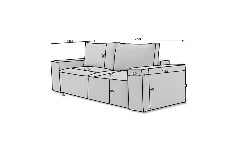 Sovesofa Kandari 3-seters med Oppbevaring - Gul - Møbler - Sofaer - Sovesofaer - 3 seters sovesofa