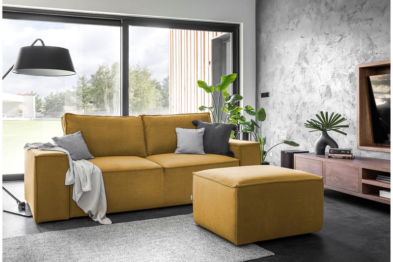 Sovesofa Kandari 3-seters med Oppbevaring - Gul - Møbler - Sofaer - Sovesofaer - 3 seters sovesofa