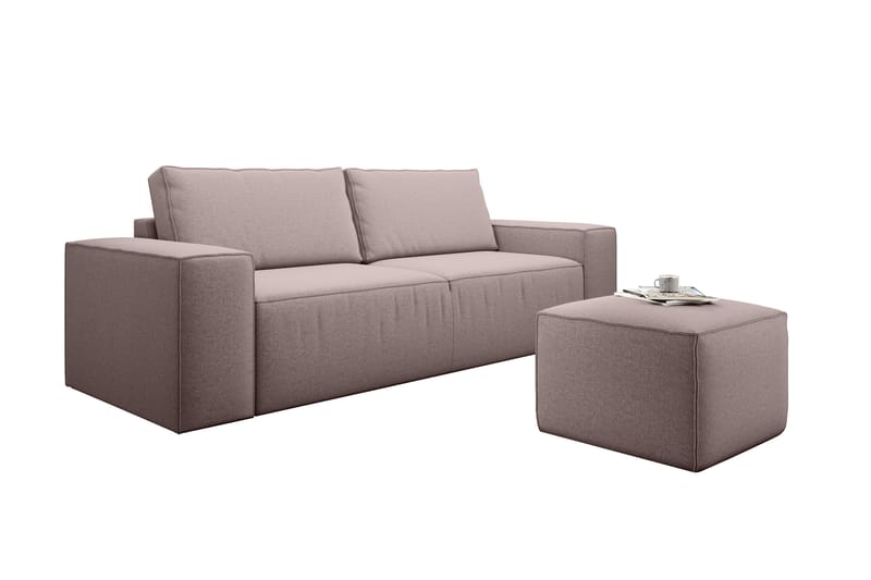 Sovesofa Kandari 3-seters med Oppbevaring - Lyserosa - Møbler - Sofaer - Sovesofaer - 3 seters sovesofa