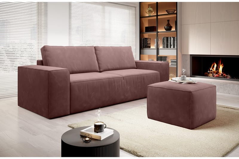 Sovesofa Kandari 3-seters med Oppbevaring - Rosa - Møbler - Sofaer - Sovesofaer - 3 seters sovesofa