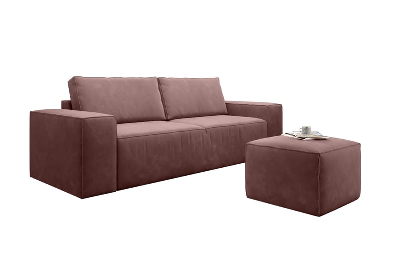 Sovesofa Kandari 3-seters med Oppbevaring - Rosa - Møbler - Sofaer - Sovesofaer - 3 seters sovesofa