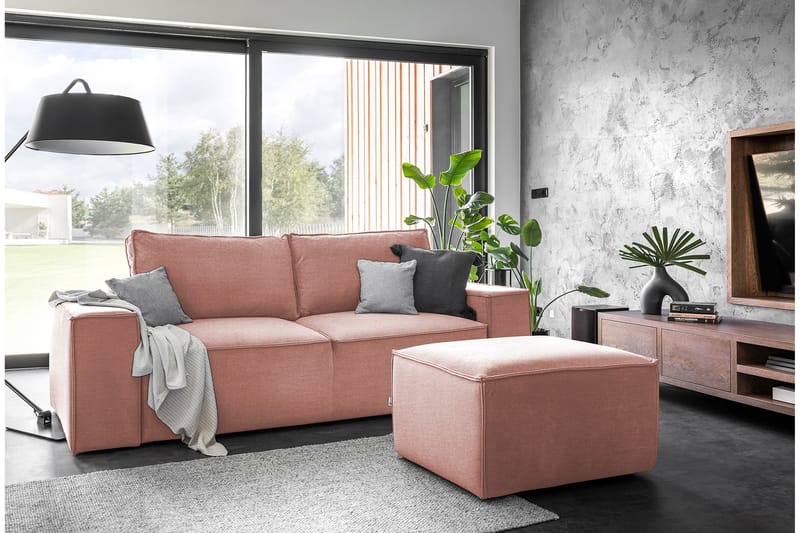 Sovesofa Kandari 3-seters med Oppbevaring - Rosa - Møbler - Sofaer - Sovesofaer - 3 seters sovesofa