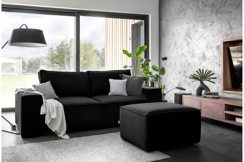 Sovesofa Kandari 3-seters med Oppbevaring - Svart - Møbler - Sofaer - Sovesofaer - 3 seters sovesofa