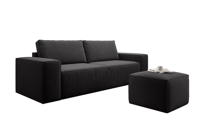 Sovesofa Kandari 3-seters med Oppbevaring - Svart - Møbler - Sofaer - Sovesofaer - 3 seters sovesofa