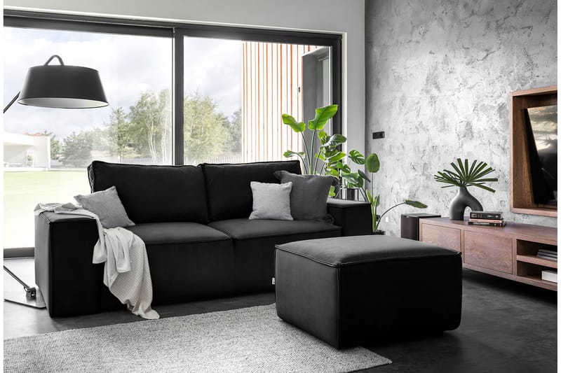 Sovesofa Kandari 3-seters med Oppbevaring - Svart - Møbler - Sofaer - Sovesofaer - 3 seters sovesofa