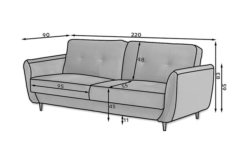 Sovesofa Kaval 3-seters - Mørkeblå - Møbler - Sofaer - Sovesofaer - 3 seters sovesofa