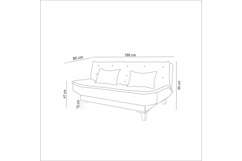 Sovesofa Longburn 3-seters 106x186 - Krem - Møbler - Sofaer - Sovesofaer - 3 seters sovesofa