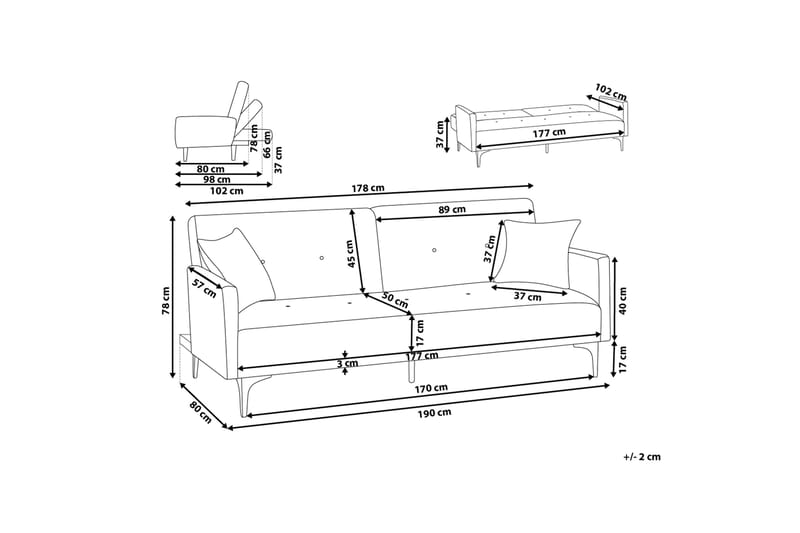 Sovesofa Lucan 178 cm - Blå - Møbler - Sofaer - Sovesofaer - 3 seters sovesofa