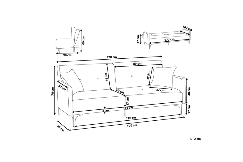 Sovesofa Lucan 178 cm - Grønn - Møbler - Sofaer - Sovesofaer - 3 seters sovesofa