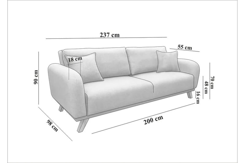 Sovesofa Malkiat - Antrasitt - Møbler - Sofaer - Sovesofaer - 3 seters sovesofa